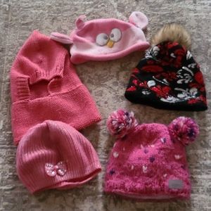 Girls hats wool and cotton bundle of 5